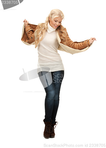 Image of woman in sheepskin jacket