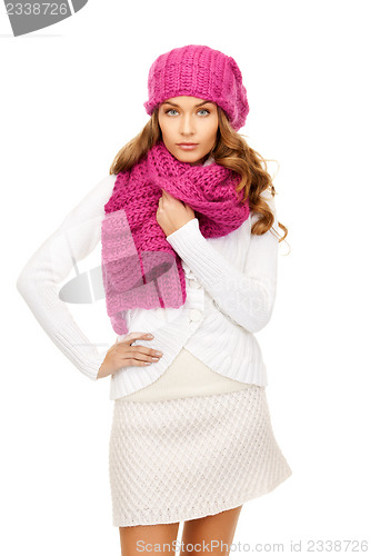 Image of beautiful woman in winter hat