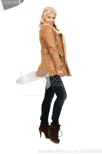 Image of woman in sheepskin jacket