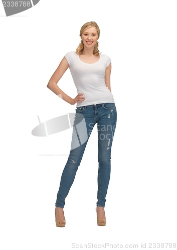 Image of woman in blank white t-shirt