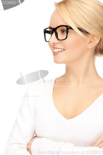 Image of happy and smiling woman in specs