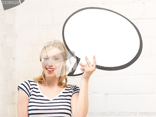 Image of happy teenage girl with blank text bubble
