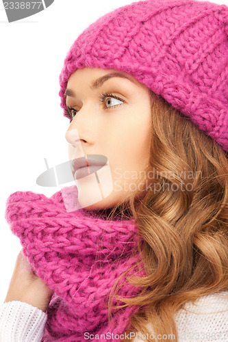 Image of beautiful woman in winter hat