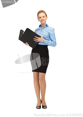 Image of happy woman with folder