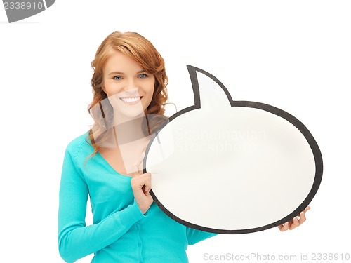 Image of teenage girl with blank text bubble