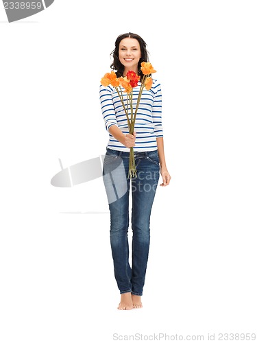 Image of beautiful woman with flowers