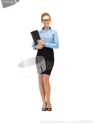 Image of happy woman with folder