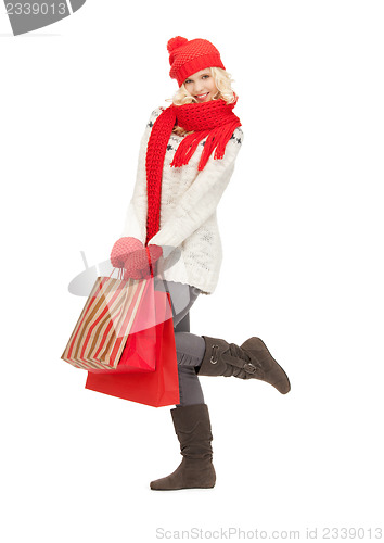 Image of young girl with shopping bags