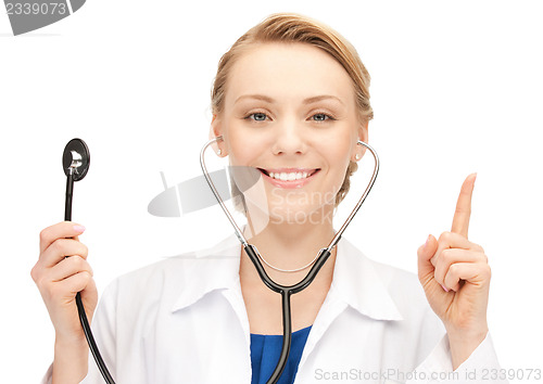 Image of attractive female doctor with stethoscope