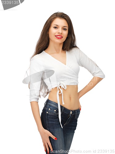 Image of beautiful woman in casual clothes