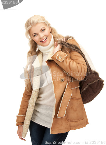 Image of woman in sheepskin jacket