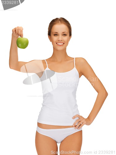 Image of woman with green apple