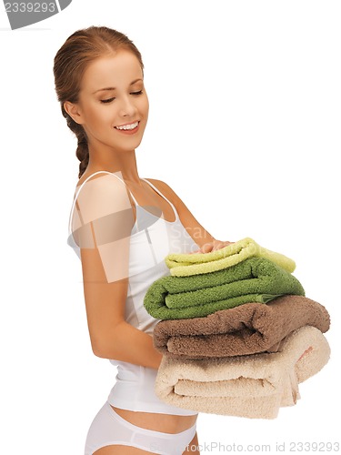 Image of lovely woman with towels