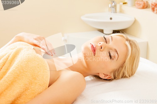 Image of beautiful woman in spa salon