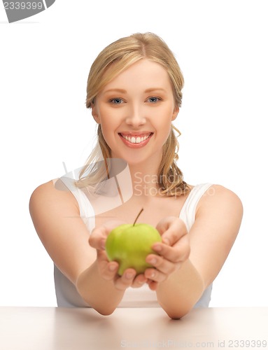 Image of woman with green apple