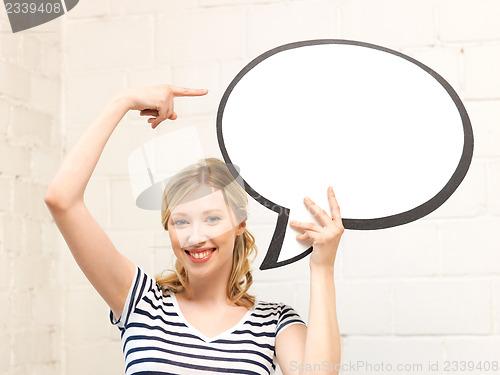 Image of happy teenage girl with blank text bubble