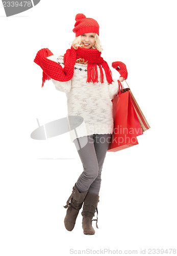 Image of young girl with shopping bags