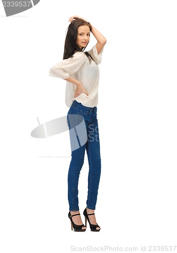 Image of beautiful woman in casual clothes