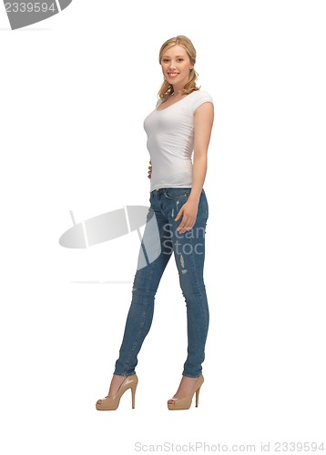 Image of woman in blank white t-shirt