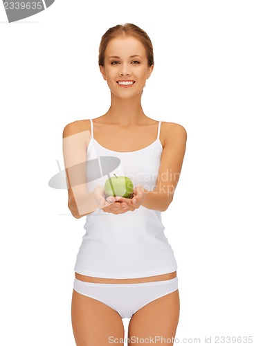 Image of woman with green apple