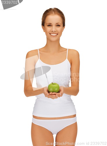 Image of woman with green apple