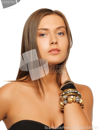 Image of beautiful woman with bracelets