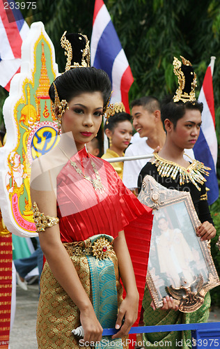 Image of Thai girl in traditional dress during in a parade, Phuket, Thail