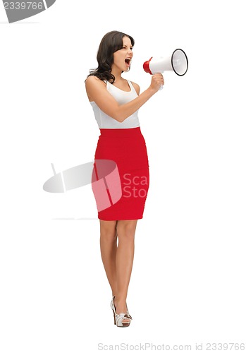 Image of angry woman with megaphone