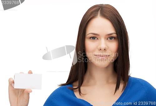 Image of attractive businesswoman with business card