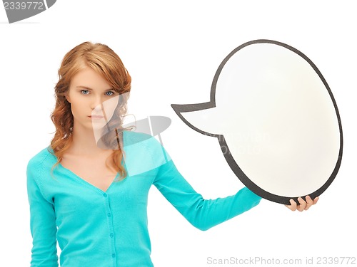 Image of teenage girl with blank text bubble