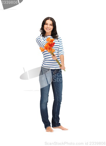 Image of beautiful woman with flowers