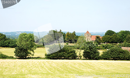 Image of Rural landscape with historic church in Kent, England