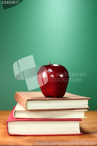 Image of Back to School Books and Apple With Chalkboard