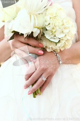 Image of Pretty Bride on Her Wedding Day Outdoors