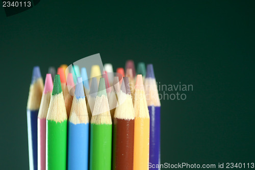 Image of School Colored Pencils With Extreme Depth of Field