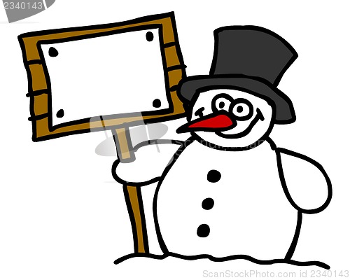 Image of snowman and blank sign