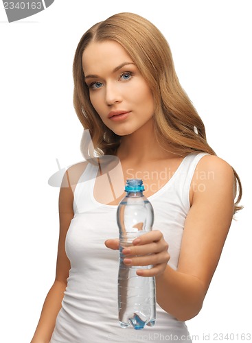 Image of young beautiful woman with  bottle of water