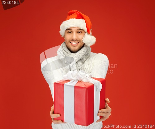 Image of handsome man in christmas hat