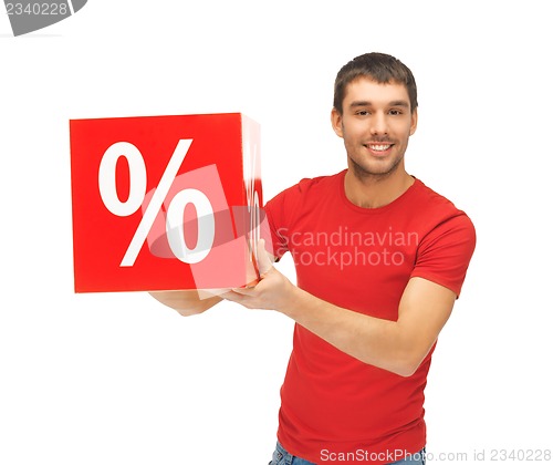 Image of man with percent sign
