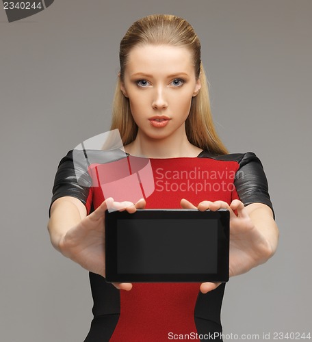 Image of futuristic woman with tablet pc