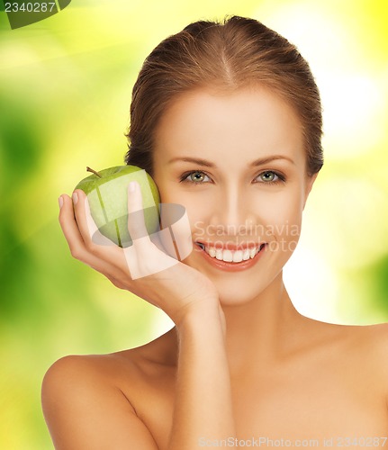 Image of woman with green apple