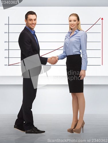 Image of man and woman shaking their hands