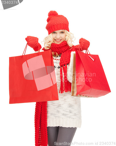 Image of young girl with shopping bags