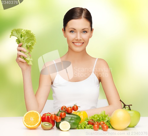 Image of woman with fruits and vegetables