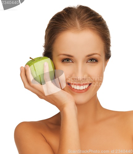 Image of woman with green apple