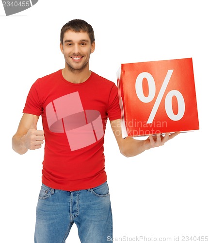 Image of man with percent sign