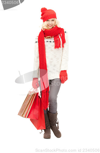 Image of young girl with shopping bags