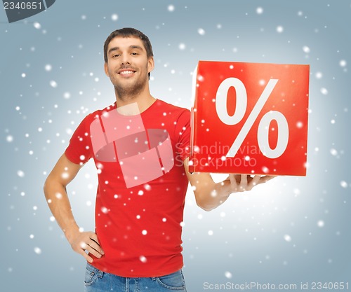 Image of man with percent sign