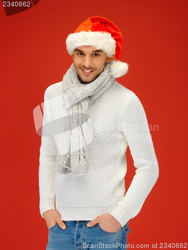 Image of handsome man in christmas hat