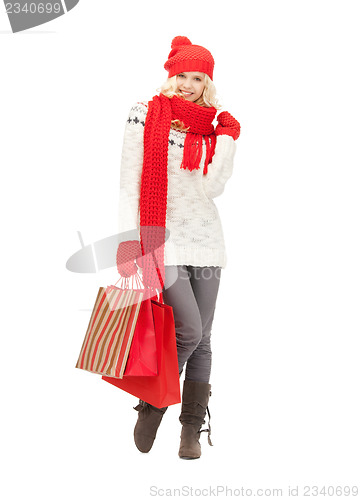 Image of young girl with shopping bags